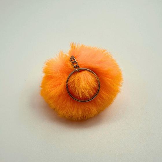 Imagem de Chaveiro Pompom Pelúcia Laranja 70 mm (3 Un)