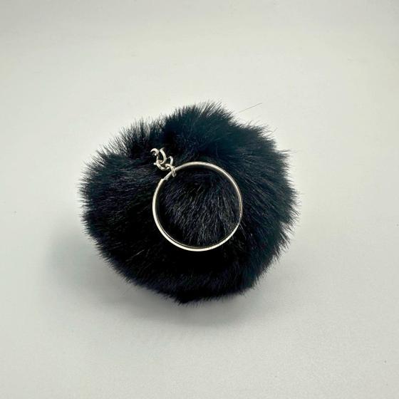 Imagem de Chaveiro Pompom Pelúcia Preto 70 mm (3 Un)