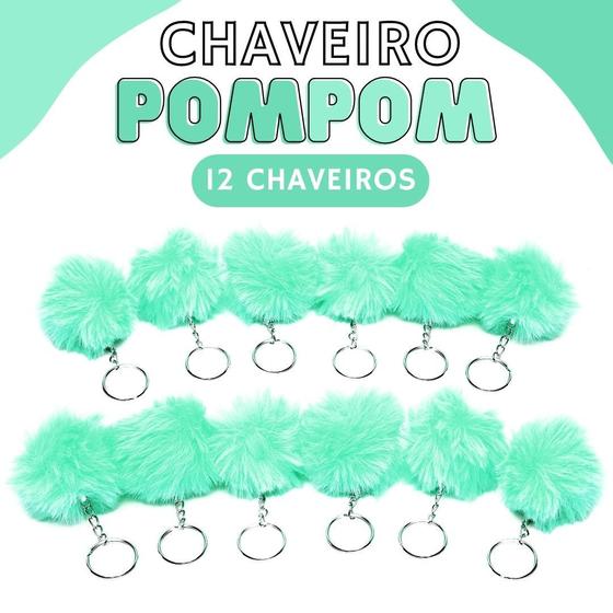 Imagem de Chaveiro Pompom Pelúcia Verde Limeira - 70Mm Kit C/12 Unidades - Nybc