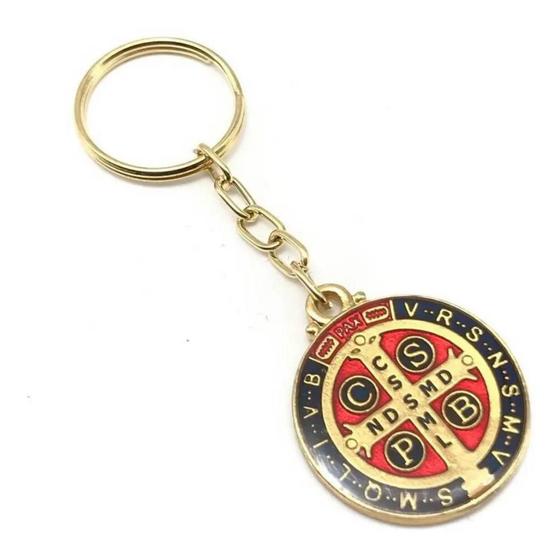 Imagem de Chaveiro São Bento Redondo Dourado