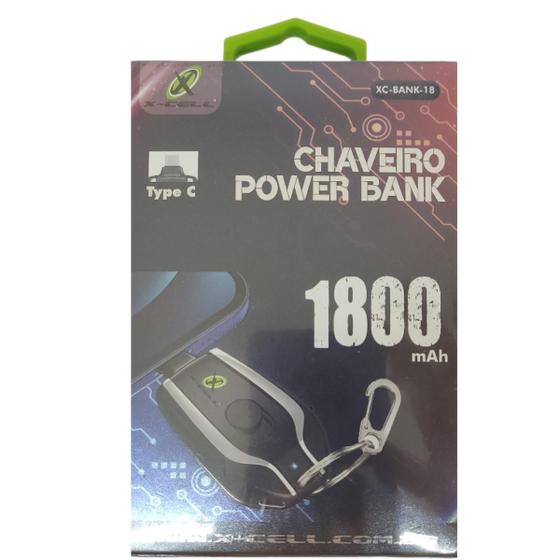 Imagem de Chaveiro Tipo C Power Bank 1800Mah Xc-Bank-18 X-Cell - Preto