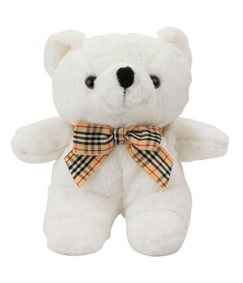 Imagem de Chaveiro Urso Branco Laço 15cm - Pelúcia