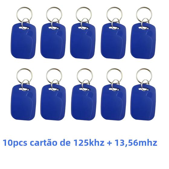 Imagem de Chaveiros RFID com Chip Duplo (125kHz T5577 e 13,56MHz UID) - Pacote com 10 Unidades