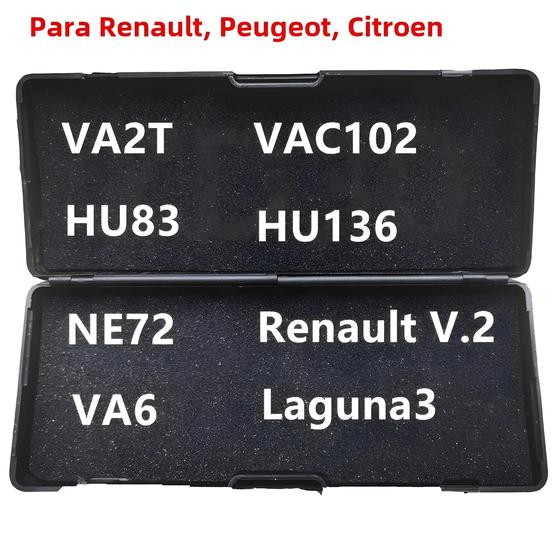 Imagem de Chaves de Carro Renault, Citroen e Peugeot - Ferramentas de Serralheiro Lishi 2 em 1 (VA2T, VA2, HU83, NE72)