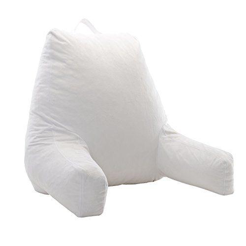 Imagem de Cheer Collection Espuma-Filled Reading and Gaming Pillow com apoio de braço e capa de veludo lavável, branco