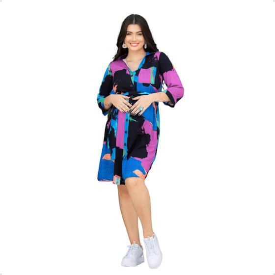 Imagem de Chemise com cinto estampada para gestante