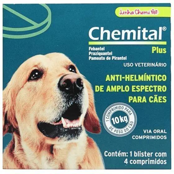 Imagem de Chemital Plus Com4 Comprimidos ChemitecVermífugo Para Cães