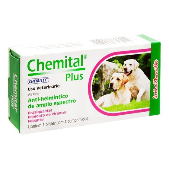 Chemital Plus Vermífugo - 4 comprimidos Menor preço em Chemital Plus Vermífugo - 4 comprimidos