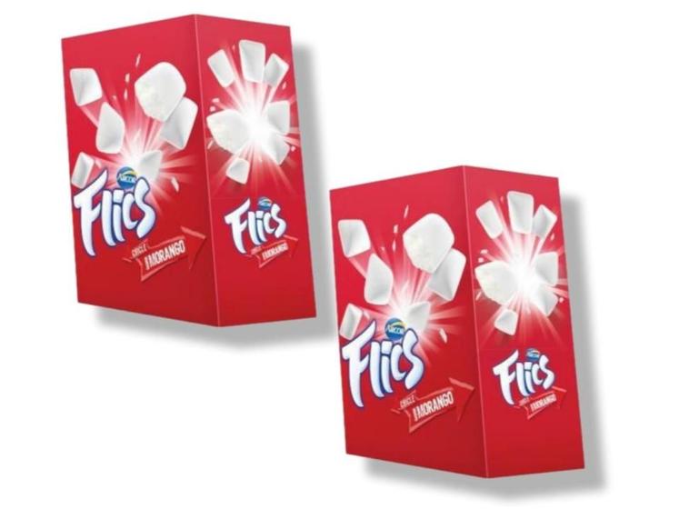 Imagem de Chiclete Flics Morango Arcor C/ 12Unid - 2 Caixas