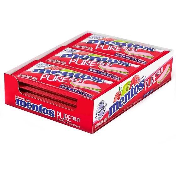 Imagem de Chiclete Mentos 3 camadas Pure Fruit com 15 unidades