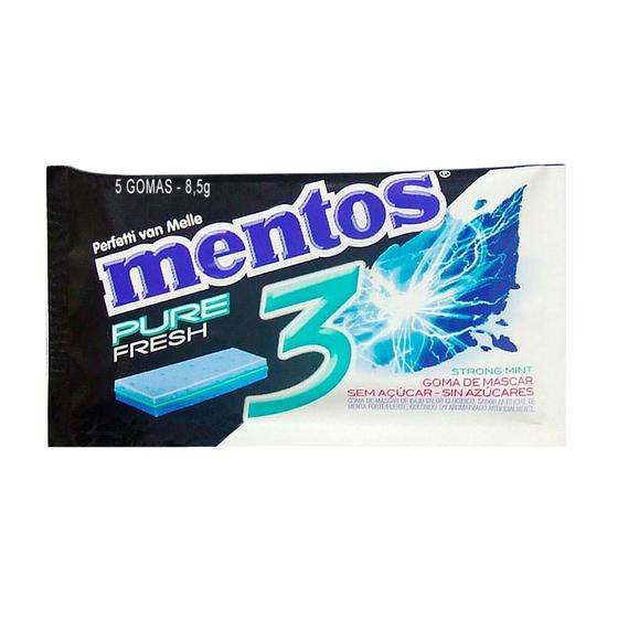 Imagem de Chiclete Mentos Pure Fresh 3 Sabor Strong Mint Sem Açúcar 8,5g com 5 Unidades