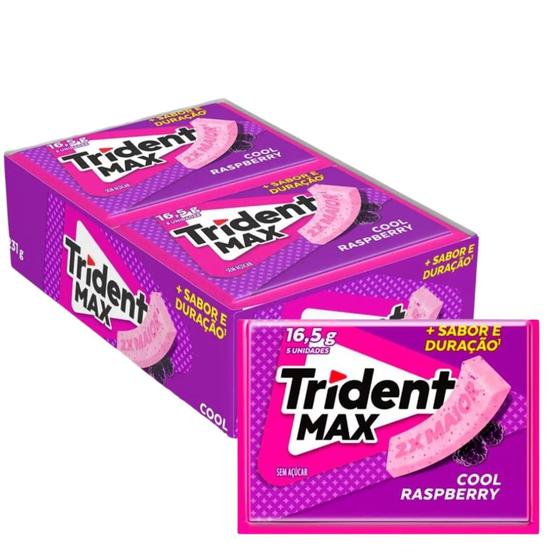 Imagem de Chiclete Trident Max Cool Raspberry 2x Maior C/ 14 Unid 231g