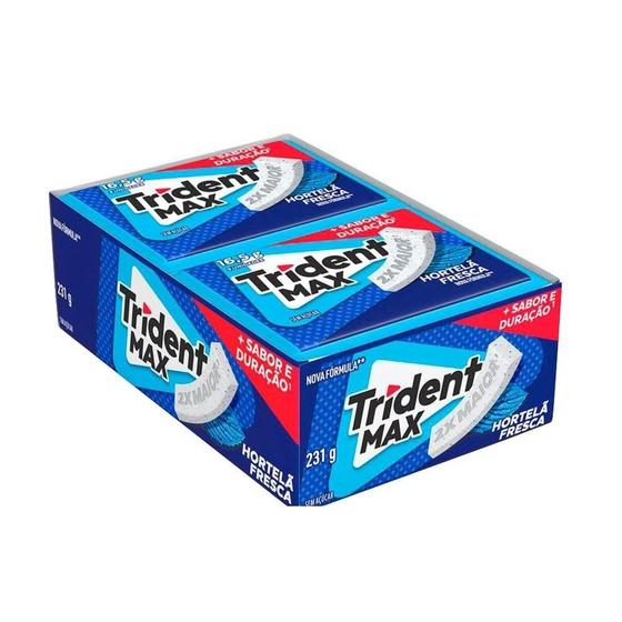 Imagem de Chiclete Trident Max Hortelã Fresca sem Açúcar 16,5g - Caixa com 14 unidades