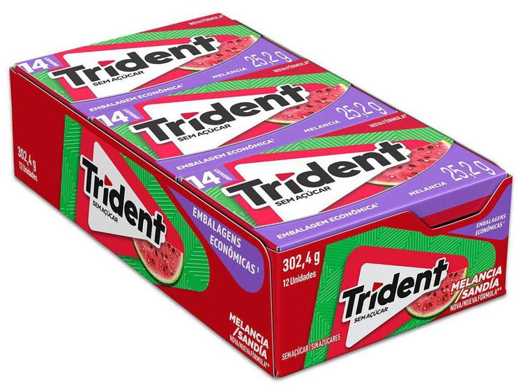 Chiclete Trident Melancia Sem Açúcar Menor preço em Chiclete Trident Melancia Sem Açúcar