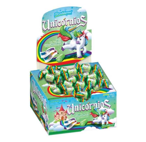 Imagem de Chiclete Unicórnio Happy Bol Hortelã 140g - Com Figurinhas