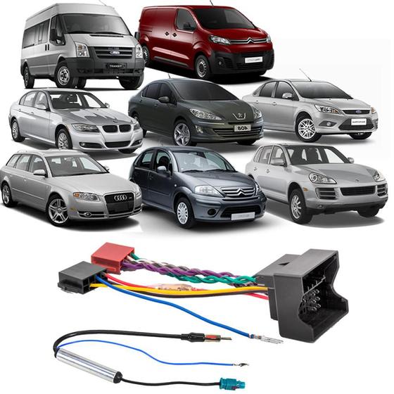 Imagem de Chicotes Rádio ISO Som Automotivo Peugeot 408 308 Citroen C3 Jumpy Ford Transit Focus BMW Audi A4