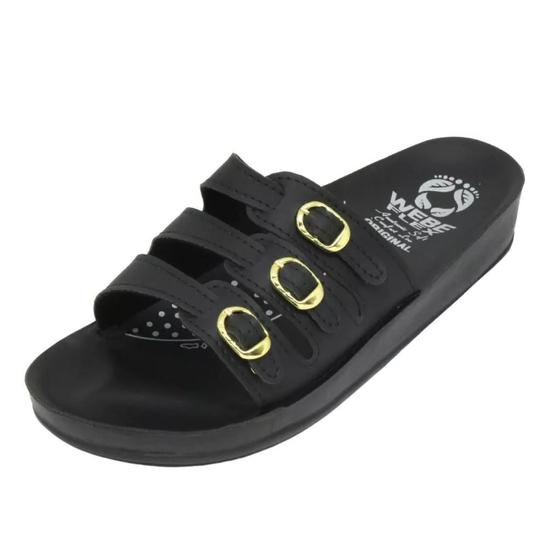 Imagem de Chinelo Anatômico Webe Flex Feminino 3 Fivelas Preto