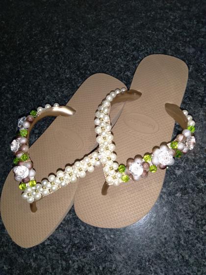 Imagem de Chinelo bordado havaianas rose Gold 35/36