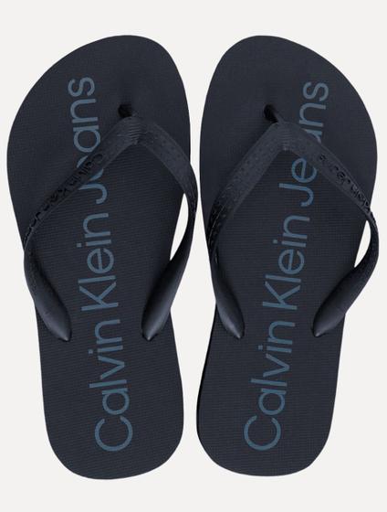 Imagem de Chinelo Calvin Klein Jeans Silk Blue Logo Básico Azul Marinho