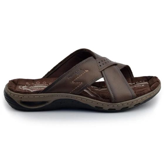 Imagem de Chinelo Casual em Couro Masculino Pegada 131661 Marrom