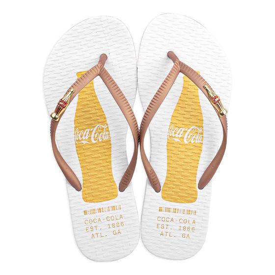 Imagem de Chinelo Coca Cola Botella Feminino Metálica Branco/cobre