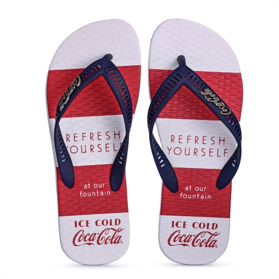 Imagem de Chinelo Coca-Cola Hull Branco e Marinho - Masculino