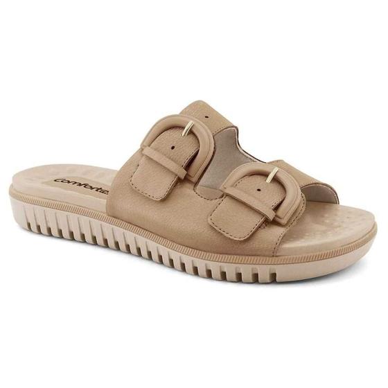 Imagem de Chinelo comfortflex feminino  slide em couro 23-45404