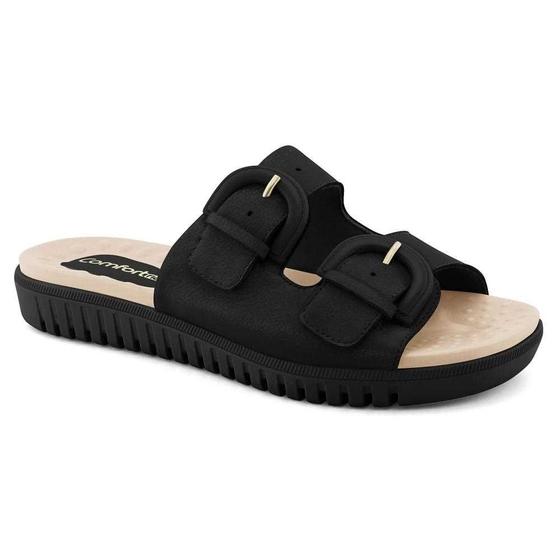 Imagem de Chinelo comfortflex feminino  slide em couro 23-45404