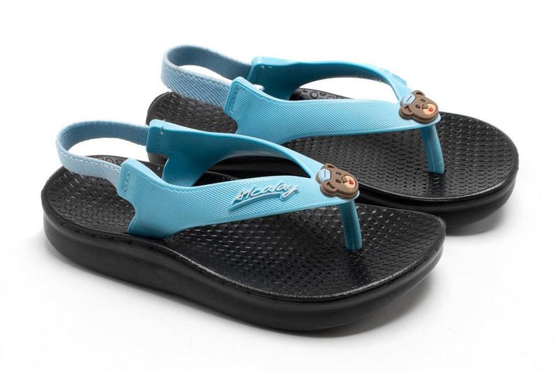 Imagem de Chinelo de bebê com Elástico anatômico Preto-Azul Ursinho Baby Alcalay