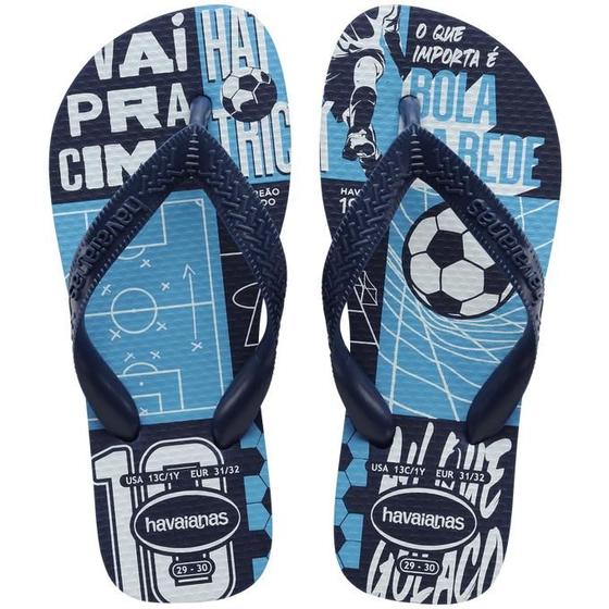 Imagem de Chinelo de Dedo Infantil Menino Havaianas Azul Futebol Bola