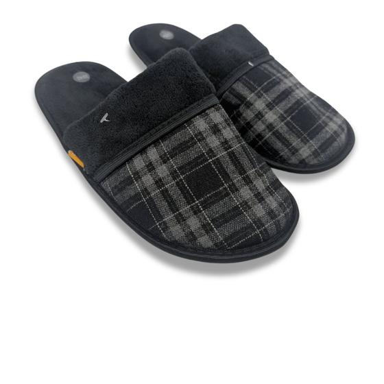 Imagem de Chinelo de Pano Masculino Xadrez com Preto Antiderrapante