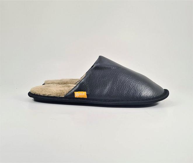 Imagem de Chinelo de Pelo Masculino Preto Palmilha Conforto SI0307