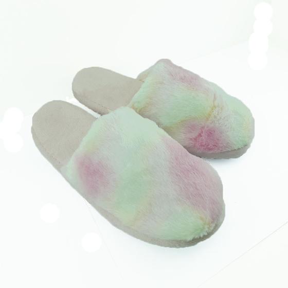 Imagem de Chinelo De Quarto Pantufa Infantil Tie Dye Pelucia Conforto