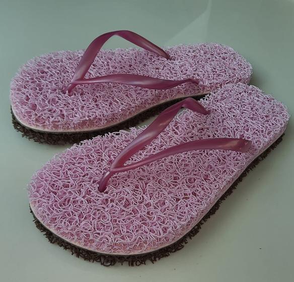 Imagem de Chinelo de Vinil Massageador Rosa com Marrom