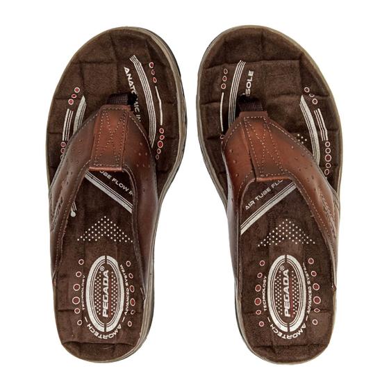 Imagem de Chinelo Dedo Masculino Pegada Com Tiras Largas Couro Legítimo Conforto Tendência Elegância Dia a Dia