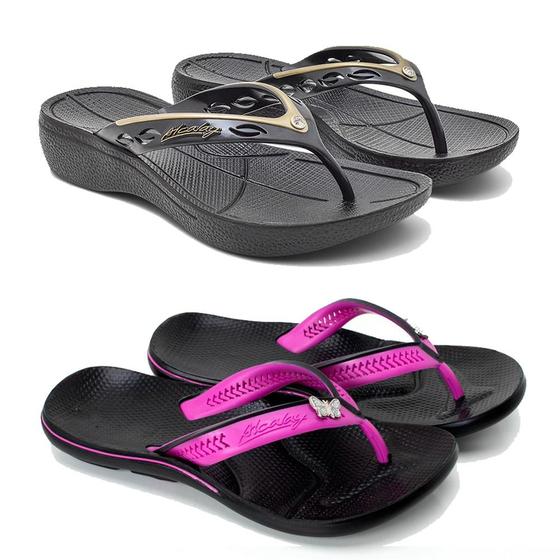 Imagem de chinelo feminino com salto e chinelo anatômico feminino kit