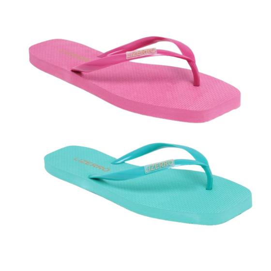 Imagem de chinelo feminino de dedo casual bico quadrado KIT 2 PARES confortavel 33 ao 40