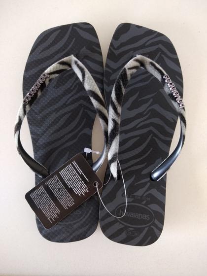 Imagem de Chinelo feminino havaianas slim Square camurça Velvet preto