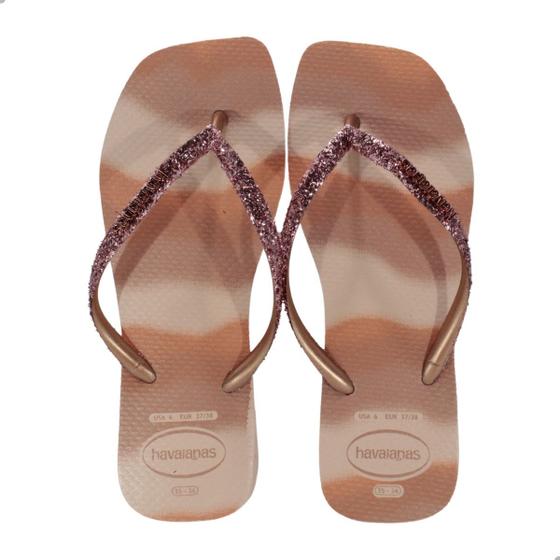 Imagem de Chinelo Feminino Havaianas Slim Square Glit Party Rosa Ballet