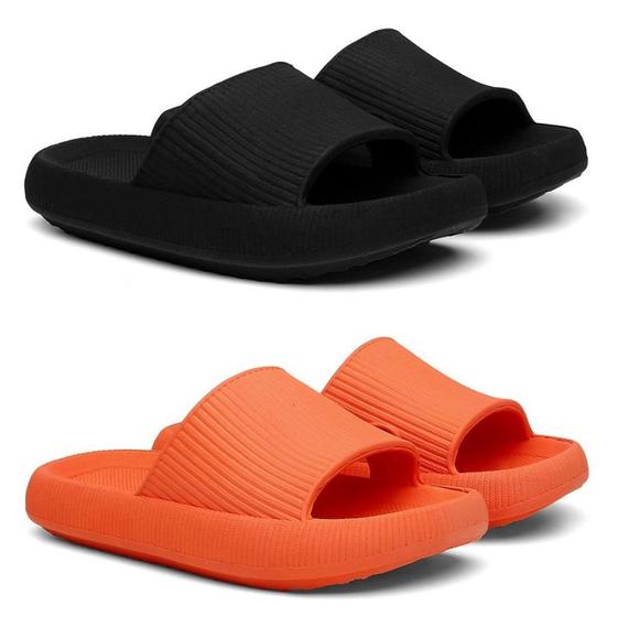 Imagem de Chinelo Feminino Masculino Nuvem Slide Confortável Kit 2