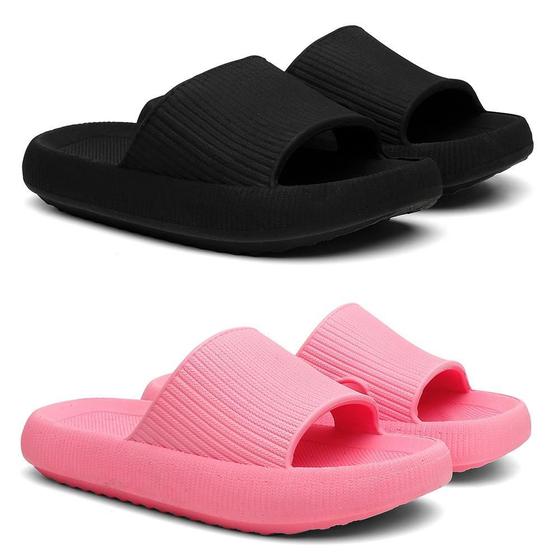 Imagem de Chinelo Feminino Masculino Nuvem Slide Confortável Kit 2