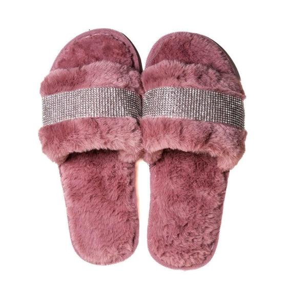 Imagem de Chinelo Feminino Pantufa Zariff com Strass Roxo PTF094