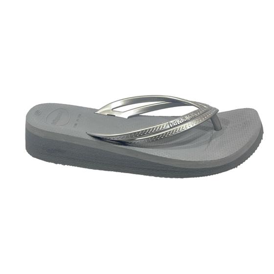 Tongues Havaianas Femme Wedges - Semelle Compensée, Motif Clé Grecque, Fabrication Brésilienne