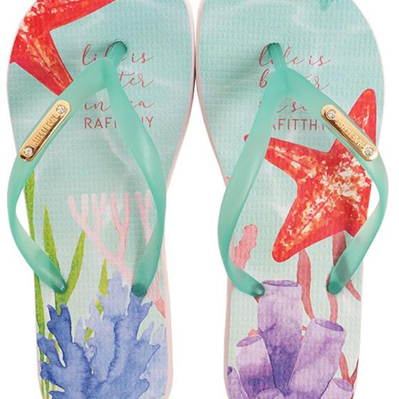 Imagem de Chinelo feminino rafitthy life is better in sea azul ciano