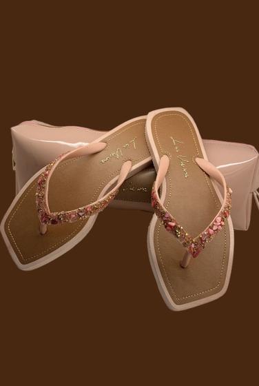 Imagem de Chinelo feminino rose gold pedraria lia vieira