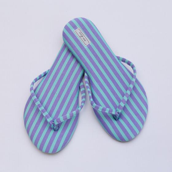 Imagem de Chinelo Feminino Viz Charlotte 35/36 Listrado Lilas e Verde