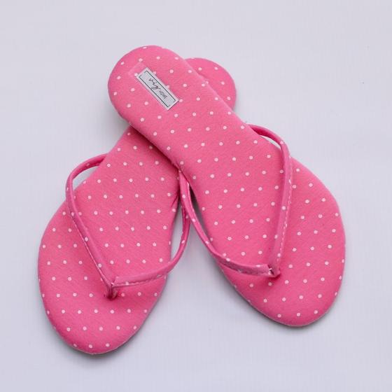 Imagem de Chinelo Feminino Viz Charlotte 39/40 Poa Rosa e Branco