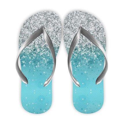 Imagem de Chinelo Gliter Prata e azul