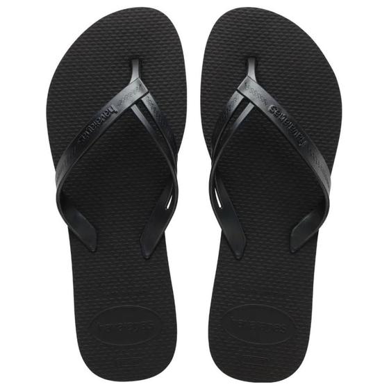 Imagem de Chinelo Havaianas Feminina Elegance Lisa com Tira Grossa Nova Coleção Original Preto