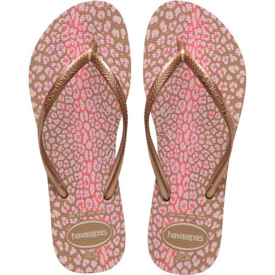 Imagem de Chinelo Havaianas Feminino SLIM Animals 37/8 Rose GOLD